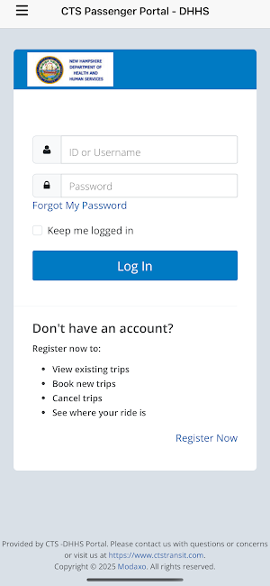 CTS Passenger Portal - DHHS Screenshot 0