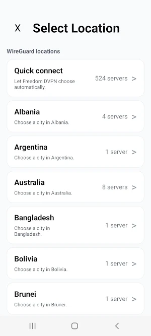 Freedom DVPN Screenshot 1