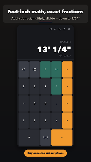 Tape Calc: Feet Inch Fraction Screenshot 0