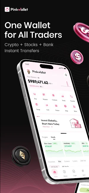 PinkWallet: Crypto & Stocks Screenshot 0