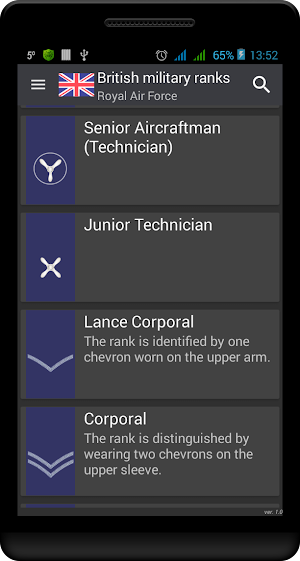British military ranks Screenshot 2