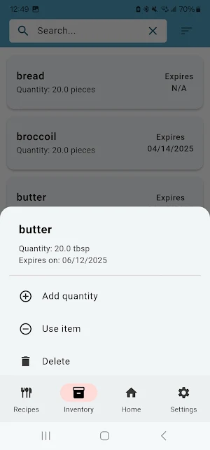 Food Manager Screenshot 2