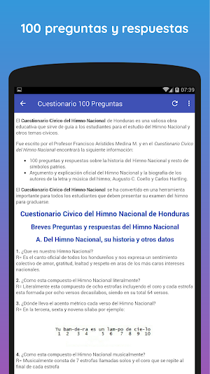 Cuestionario del Himno Nacional de Honduras Screenshot 3