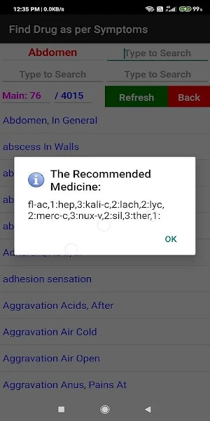 Homoeopathy Repertory Screenshot 2