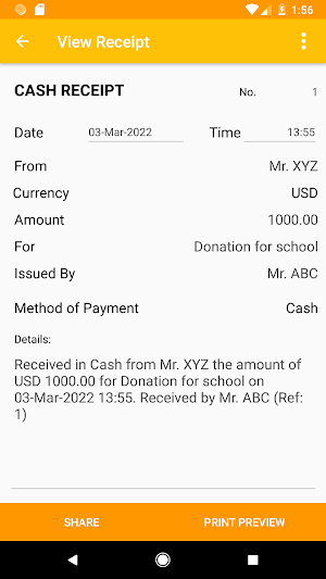 Donation Receipt Screenshot 0