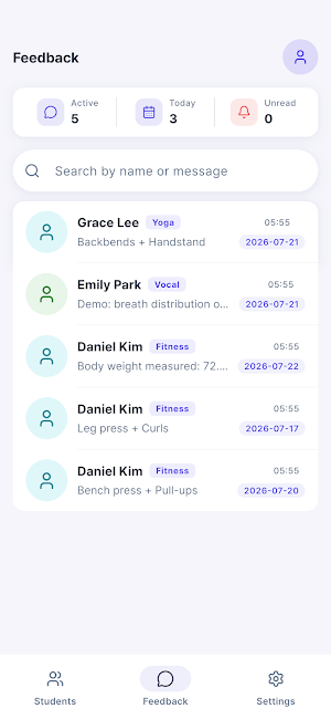 CoachNote: Client Feedback Log Screenshot 2