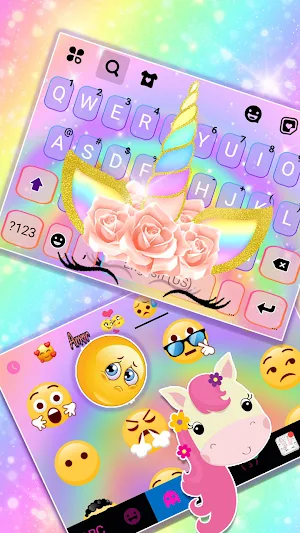 Unicorn Rainbow Keyboard Background Screenshot 2