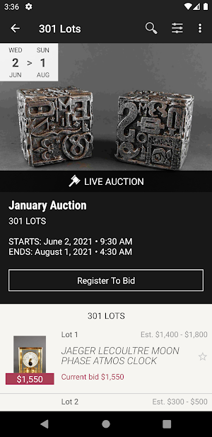 Westport Auction Screenshot 1