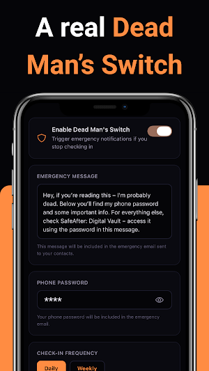 SafeAfter: Dead Man's Switch Screenshot 0