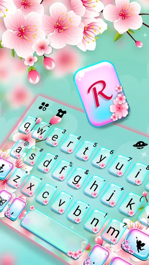 Pink Blossoms Keyboard Background Screenshot 1