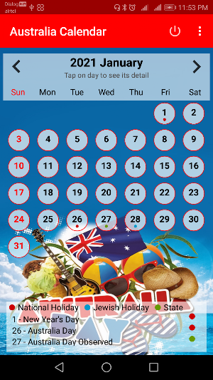 Australian Calendar Screenshot 3