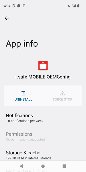 i.safe MOBILE OEMConfig Screenshot 1