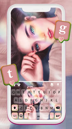 Beautiful Girl CGI Keyboard Background Screenshot 0