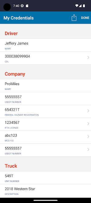 ProMiles eCredentials Screenshot 1