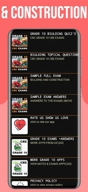 Grade 10 CBC Building Exams Screenshot 3