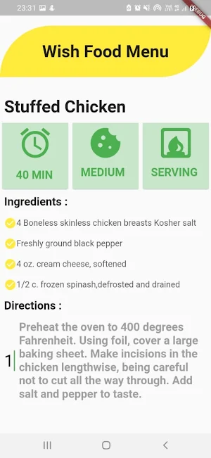 Wish Food Menu Screenshot 1