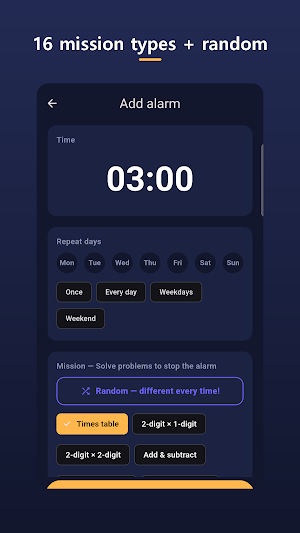 Mission Alarm - Math Alarm Screenshot 1