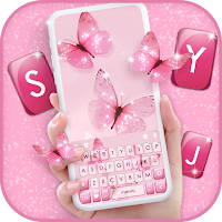 Pink Butterfly Keyboard Background
