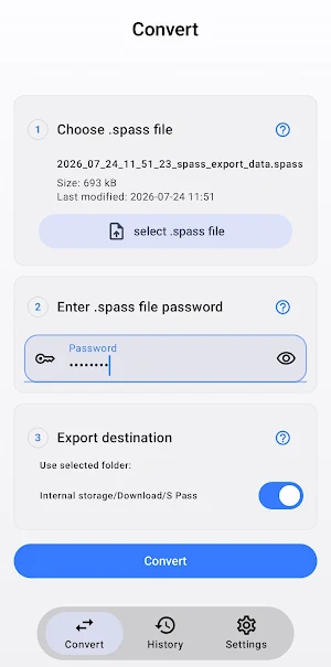C Pass: Spass to CSV Screenshot 0
