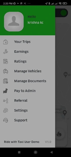Taxi Booking Driver App Demo Screenshot 1