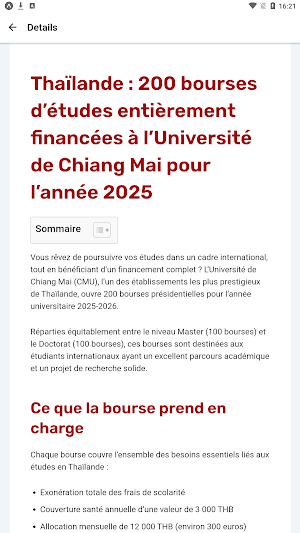 Bourses d'études Screenshot 1
