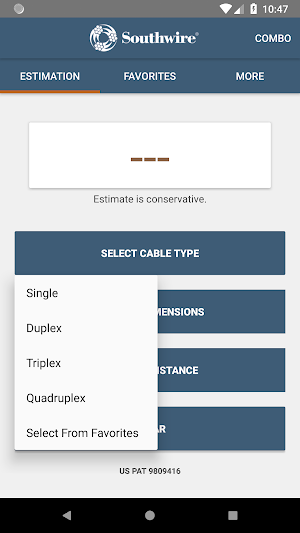 Southwire Partial Reel Calc Screenshot 1