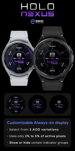 Holo Nexus digital watch face Screenshot 2