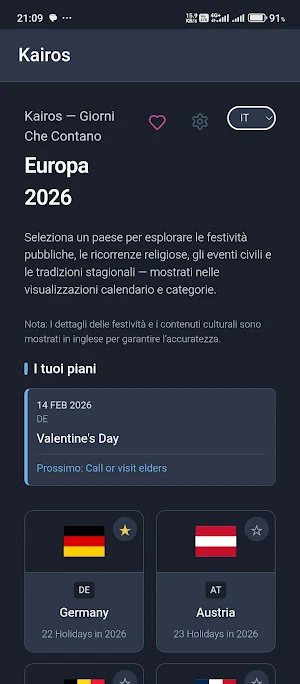 European Holidays and Calender Screenshot 1