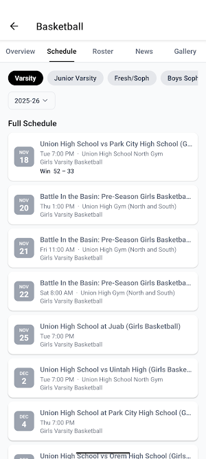 Union High School Athletics Screenshot 1