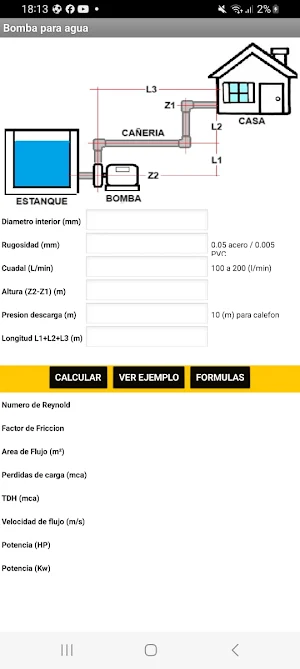 Calculo de Bombas de agua Screenshot 0