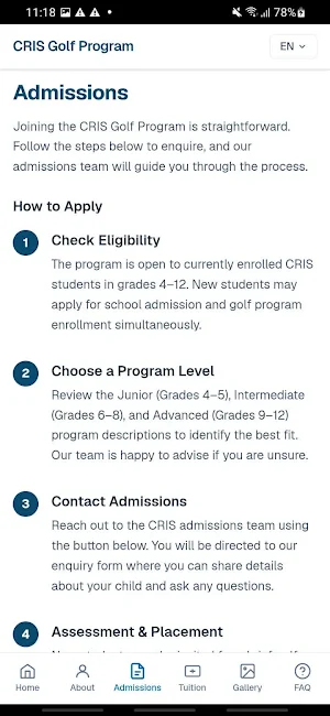 CRIS Golf Program Screenshot 2