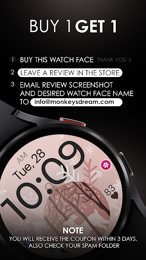 Xmas Reindeer pink watch face Screenshot 3