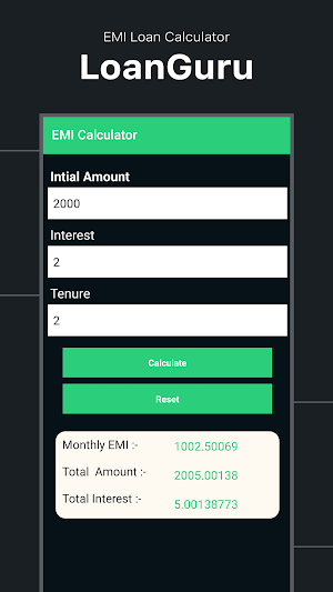LoanGuru : EMI Loan Calculator Screenshot 2