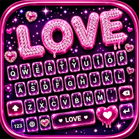 Neon Love Theme: Font Keyboard