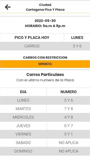 Ciudad Cartagena  Pico Y Placa Screenshot 2