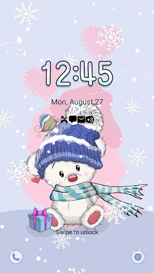 Lovely Winter Bear - Wallpaper Screenshot 1