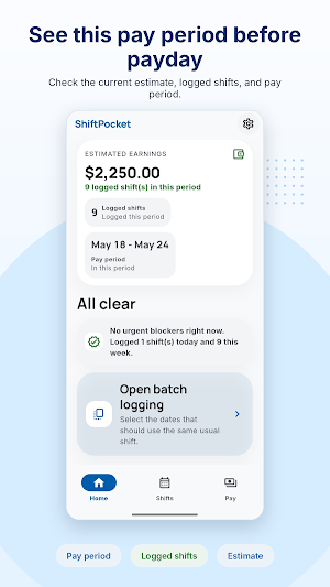 ShiftPocket: Paycheck Tracker Screenshot 1