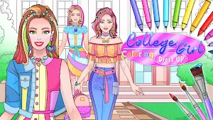 College Girl Coloring Dress Up Screenshot 0