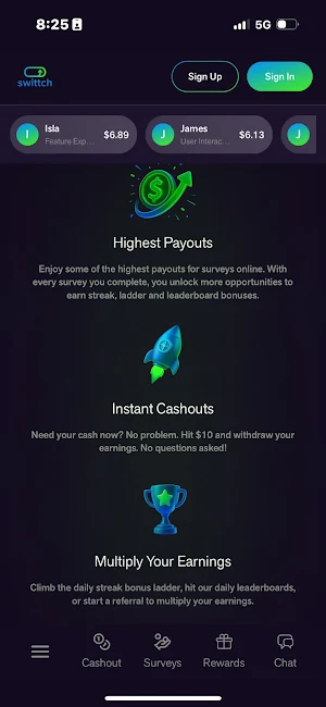 Swittch - Top Survey Payouts Screenshot 1
