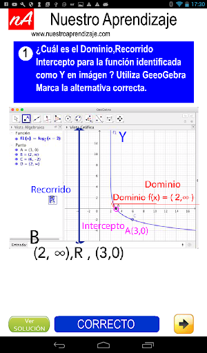 GeoGebra  y las características función logaritmo Screenshot 2