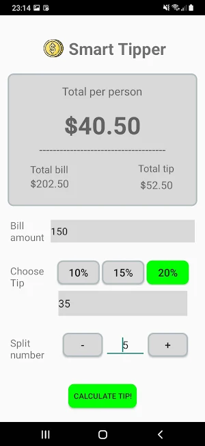 Smart Tipper - Calculate tip! Screenshot 2
