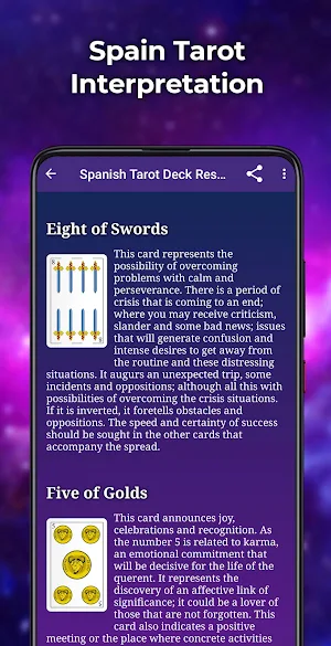 Tarot Spanish Deck - Card Reading Spain Screenshot 2