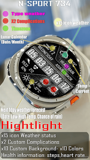 N-SPORT734 DigitalWeather Face Screenshot 2