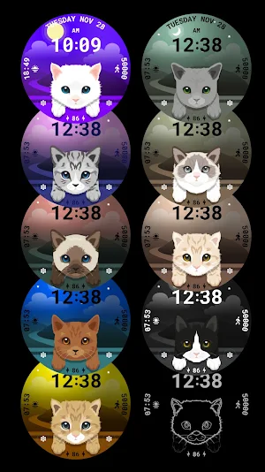 Cat Animated Watch Face 089 Screenshot 2