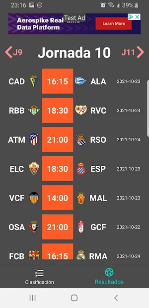 Results La Liga 2021-2022 Screenshot 1
