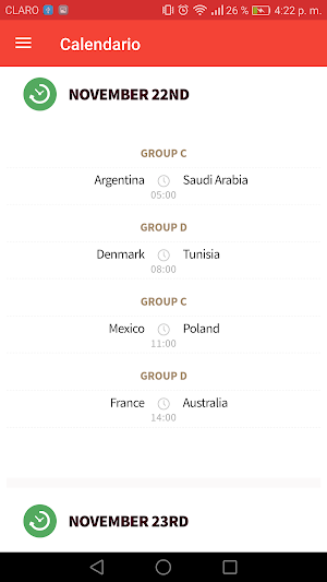 Calendario Copa Mundial Screenshot 1