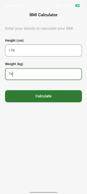 BMI Calculator Screenshot 1