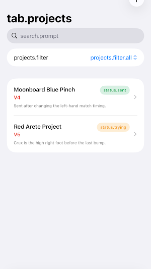 Bouldering Send Log Screenshot 1