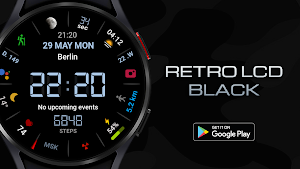 Retro LCD Black watch face Screenshot 0