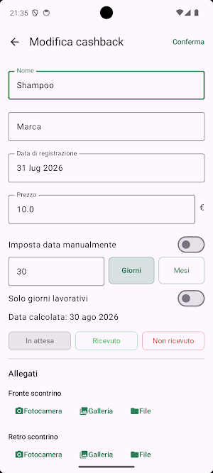 Cashback Manager Screenshot 1